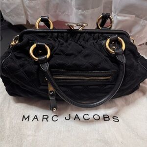 Rare Marc Jacobs Black Quilted Jerzey Stam Kiss-Lock Chain Shoulder Bag